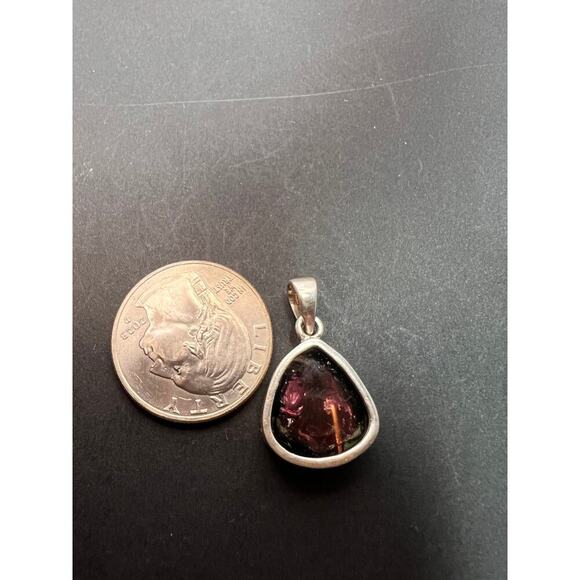 NEW Watermelon tourmaline slice sterling silver pendant 3.90 grams - Picture 6 of 11
